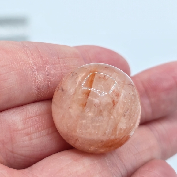 Strawberry Quartz Crystal Stone Sphere & Wooden Sphere Display Holder - Picture 5 of 9